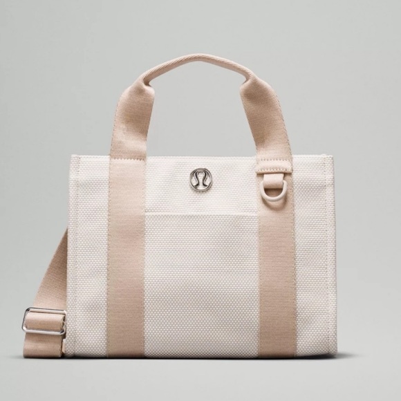 lululemon athletica Handbags - Lululemon Two Tone Canvas Tote Mini Bag 4.5L Mojave Tan/Light Ivory NWT